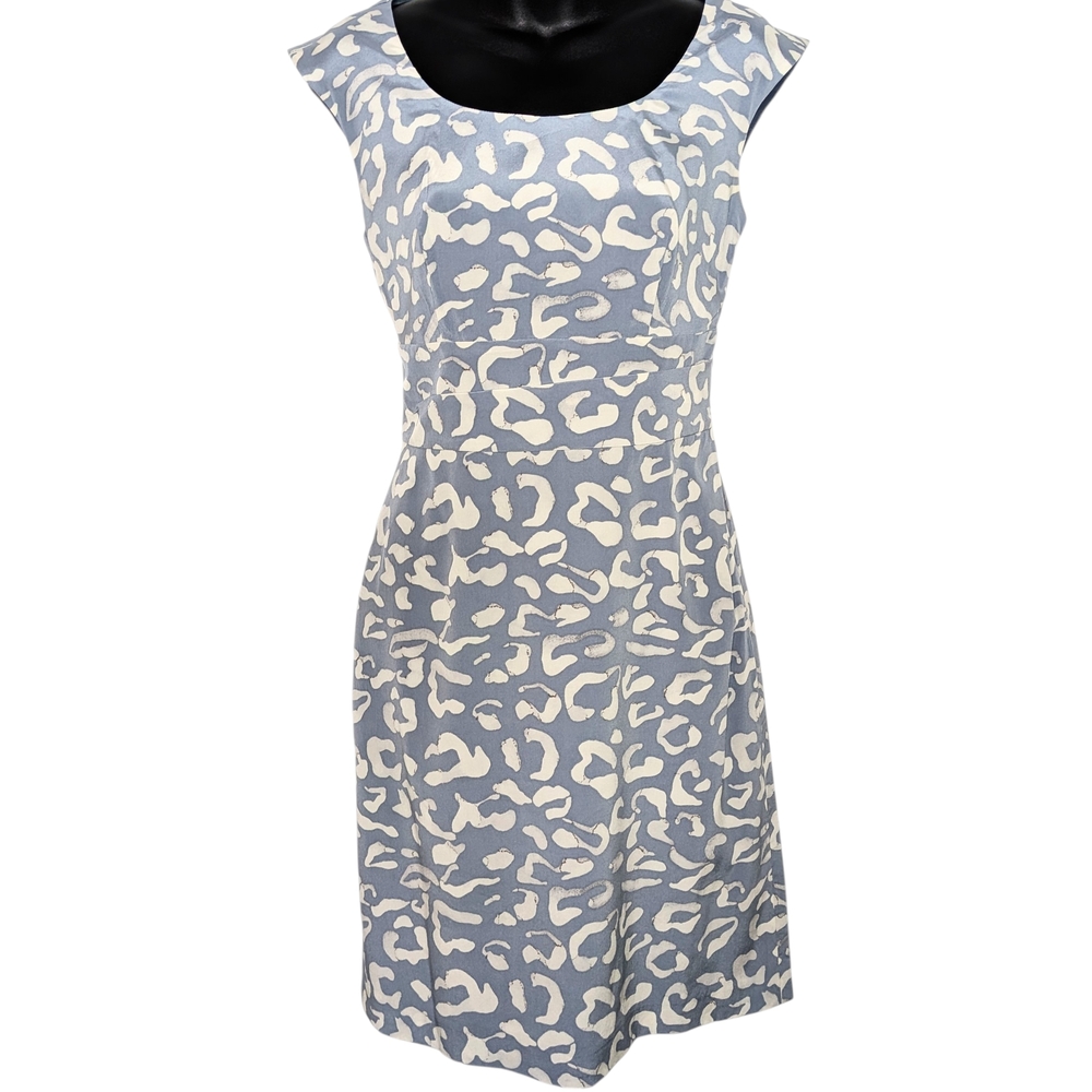 Ann Taylor Blue and White Silk Midi Dress